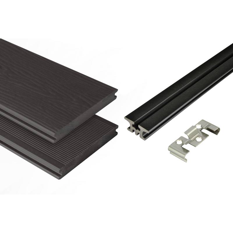 Kovalex Terrassendielen-Komplettset 'Strukturo' grau/braun 2100 x 3000 mm von Kovalex