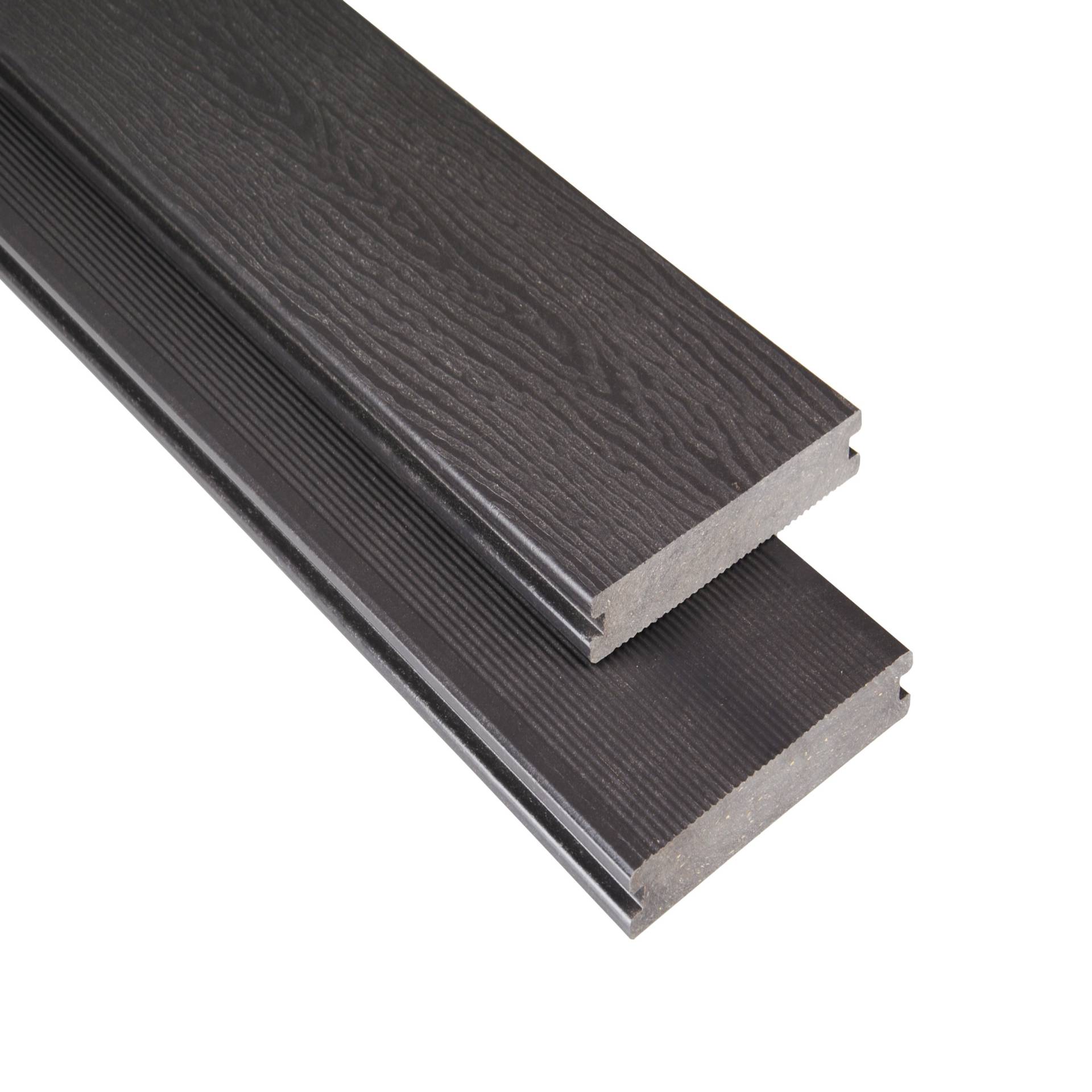 WPC Terrassendiele 14.5 x 2 cm Bodendiele Vollprofil Massiv Graubraun Unbehandelt Kovalex von Kovalex