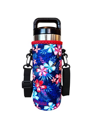 Koverz Wasserflaschenträger mit Schultergurt, Wasserflaschen-Isolator, Hawaii-Blumenmuster, 750 ml von Koverz