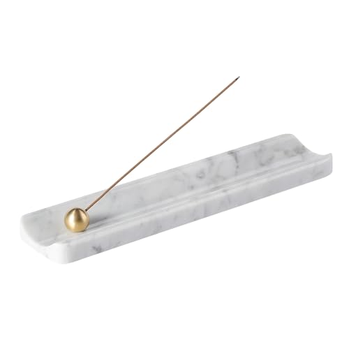 Koville Luxuriöse Italien Naturmarmor Räucherstäbchen Halter, Räucherstäbchenhalter, Weihrauch Brenner Asche Fänger, Stick Räuchergefäß für Heimdekoration, Yoga, Meditation (Bianco Carrara) von Koville