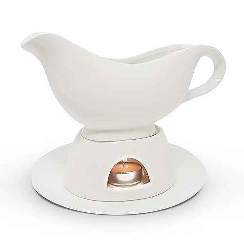 KOVOT Sauciere, Warmhalteteller und Tablett, Keramik, weiß, mit Teelicht-Wärmefunktion, 370 ml KOVOT Sauciere, Warmhalteteller und Tablett, Keramik, weiß, mit Teelicht-Wärmefunktion, 370 ml von Kovot
