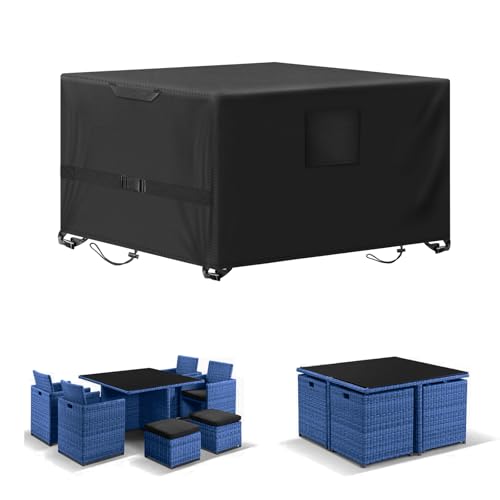 Kovshuiwe Gartenmöbel Abdeckung,135x135x74cm Schutzhülle Gartenmöbel Wasserdicht,Winddicht,UV-Beständiges,420D Heavy Duty Winddicht,Schutzhülle Abdeckplane,Abdeckplane für Gartenmöbel Outdoor von Kovshuiwe