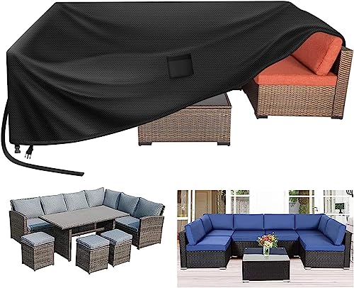 Kovshuiwe Große Gartenmöbel-Abdeckungen, 250 x 150 x 90 cm, wasserdicht, Terrassentischabdeckungen, 420D, strapazierfähiges Oxford-Gewebe, Rattan-Möbelabdeckung, winddicht, UV-Schutz, Schwarz Kovshuiwe Große Gartenmöbel-Abdeckungen, 250 x 150 x 90 cm, wasserdicht, Terrassentischabdeckungen, 420D, strapazierfähiges Oxford-Gewebe, Rattan-Möbelabdeckung, winddicht, UV-Schutz, Schwarz von Kovshuiwe