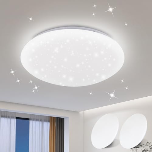 Kowanie 2 Stück Deckenlampe LED Deckenleuchte Schlafzimmer - Küchenlampe Decke Kinderzimmerlampe Sternhimmel Ø25cm Neutralweiß 12W 4000K Deckenbeleuchtung Rund Flurlampe für Kinderzimmer Wohnzimmer von Kowanie