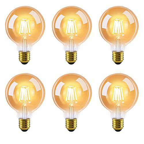 Kowanie 6 x LED Glühbirne E27 Vintage Lampe - Warmweiß Filament 2700K Leuchtmittel Edison Retro Glühlampe Glas Antike Energiesparlampe 4W Nostalgie Dekorative Birne für Haus Esszimmer Bar von Kowanie