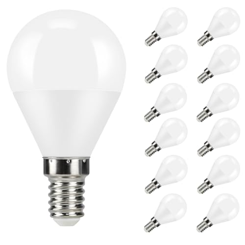 Kowanie Glühbirne E14 LED Warmweiss: 12er Pack 5W Leuchtmittel P45 Lampe Tropfenform Birne entspricht 50W Halogenlampe Globe Glühlampe 2700K Warmweiß in Weiß Energiesparlampe - Nicht dimmbar von Kowanie
