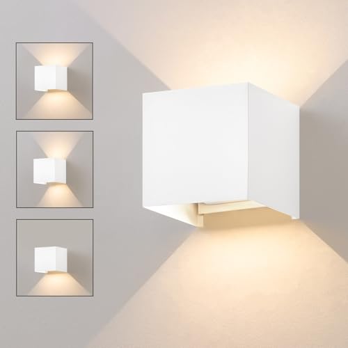 Kowanie LED Wandleuchte Aussen Wandlampe - Up Down Außenwandleuchten Weiß innen Wandbeleuchtung Außenlampe Wand 5W IP65 Wasserdicht aus Metall 3000K Außenleuchte Wandstrahler für Hauswand Flur Garten von Kowanie
