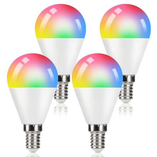 Kowanie RGB Glühbirne mit Fernbedienung E14 LED Lampe - 4er-Pack 3000K Warmweiß Edison Bulb 4W LED Farbwechsel Leuchtmittel Dimmbar Farbige Birne Dec für Party Bar KTV - 15 Farbe 4 Dynamic Modes von Kowanie