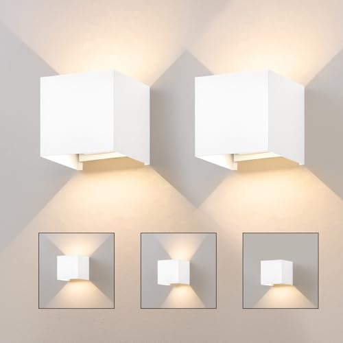 Kowanie LED Wandleuchte aussen Wandlampe - 2 Stück Außenwandleuchte Schwarz Aussen Wandbeleuchtung innen Up Down Wandstrahler 5W IP65 Wasserdicht 3000K Außenlampe Wand Aussenleuchte für Hauswand Flur von Kowanie