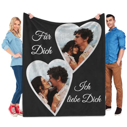 KoxSmar Personalisierte Decke mit Foto, Personalisierte Kuscheldecke mit Foto, Fotodecke mit Eigenem Fotos, Kuscheldecke Personalisiert, Personalisierte Geschenke zum Valentinstag für Sie und Ihn von KoxSmar