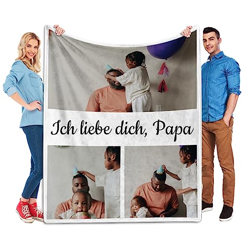 KoxSmar Personalisierte Geschenke für Papa, Personalisierte Decke mit Foto, Personalisierte Kuscheldecke mit Foto, Fotodecke mit Eigenem Foto, Personalisierte Papa Geschenke zum Vatertag von KoxSmar