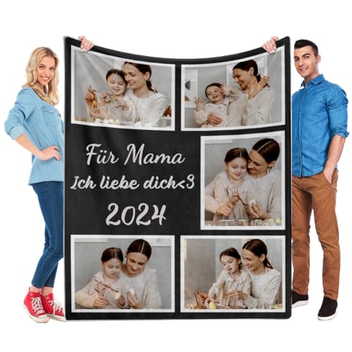 KoxSmar Personalisierte Muttertagsgeschenk für Mama, Personalisierte Decke mit Foto, Personalisierte Kuscheldecke mit Foto, Fotodecke mit Eigenem Fotos, Personalisierte Geschenke für Mama von KoxSmar