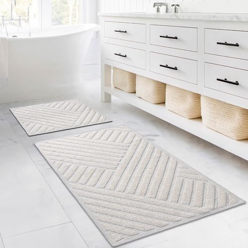 Koza Home Badematten 2er-Set | Badematte aus Weicher Baumwolle Badteppich | Teilig Badvorleger 60x50 und 60x100 cm Badematten-Sets von Koza Home