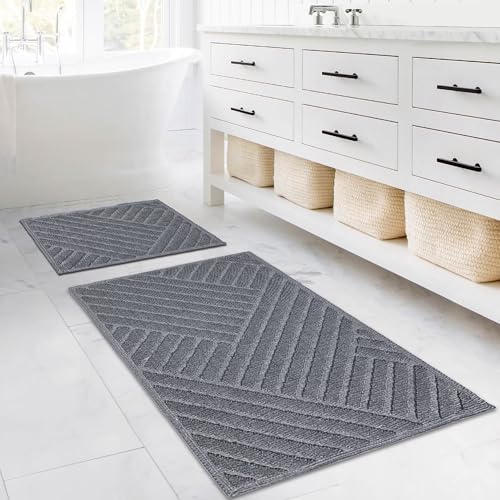 Koza Home Badematten 2er-Set | Badematte aus Weicher Baumwolle Badteppich | Teilig Badvorleger 60x50 und 60x100 cm Badematten-Sets von Koza Home
