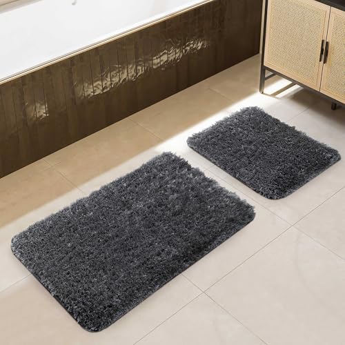 Koza Home Badematten 2er-Set | Shaggy Badematte aus Weicher Badteppich | Teilig Badvorleger 60x50 und 60x100 cm Badematten-Sets von Koza Home