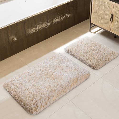 Koza Home Badematten 2er-Set | Shaggy Badematte aus Weicher Badteppich | Teilig Badvorleger 60x50 und 60x100 cm Badematten-Sets von Koza Home