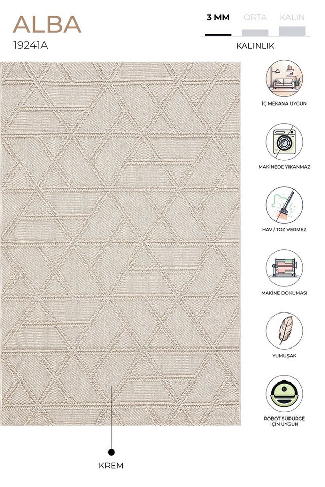 Koza Home Teppich Alba Creme und Grau Creme Teppich Koza Home Teppich Alba Creme und Grau Creme Teppich von Koza Home