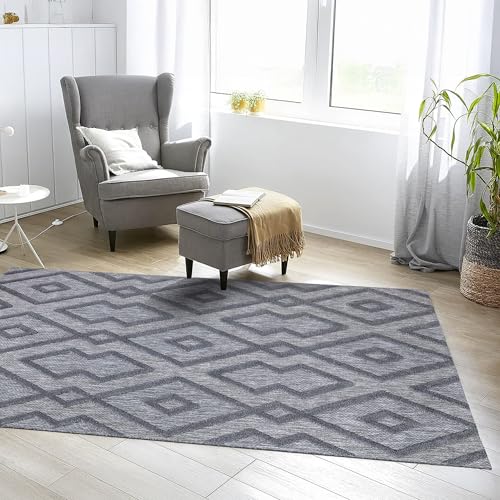 Waschbar Teppich für Ihr Zuhause 120x180 Cm | Wohnzimmer Schlafzimmer Kuechenteppich Flur Teppiche Hochflor Dünner Easy Clean Laeufer | Weicher Moderner Wetterfest Einfarbig Gemusterter Teppich Carpet von Koza Home