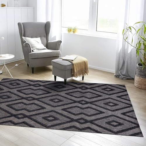 Waschbar Teppich für Ihr Zuhause 80x150 Cm | Wohnzimmer Schlafzimmer Kuechenteppich Flur Teppiche Hochflor Dünner Easy Clean Laeufer | Weicher Moderner Wetterfest Einfarbig Gemusterter Teppich Carpet von Koza Home
