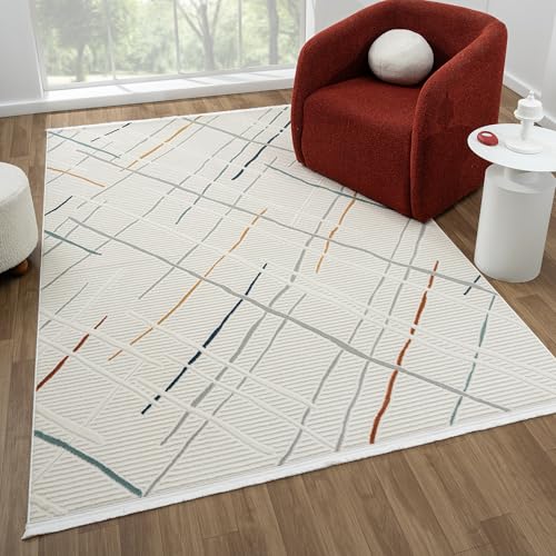 Waschbar Teppich für Ihr Zuhause 160x230 Cm | Wohnzimmer Schlafzimmer Kuechenteppich Flur Teppiche Hochflor Dünner Easy Clean Laeufer | Weicher Moderner Wetterfest Einfarbig Gemusterter Teppich Carpet von Koza Home