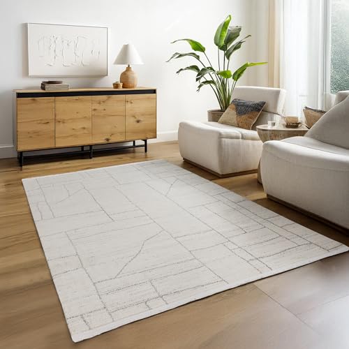 Waschbar Teppich für Ihr Zuhause 80x150 Cm | Wohnzimmer Schlafzimmer Kuechenteppich Flur Teppiche Hochflor Dünner Easy Clean Laeufer | Weicher Moderner Wetterfest Einfarbig Gemusterter Teppich Carpet von Koza Home