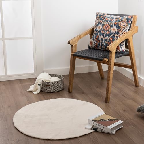 Waschbarer Runder Teppich für Ihr Zuhausee 150x150 Cm | Wohnzimmer Schlafzimmer Kuechenteppich Flur Teppiche Hochflor Dünner Easy Clean Laeufer | Weicher Moderner Wetterfest Einfarbig Gemusterter von Koza Home
