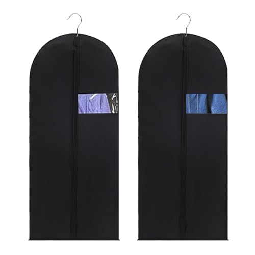Kleidersack, 2 Stück Kleidersäcke Lang, 60 x 120 cm Staubdichte Kleidung Schutztasche, Kleidersack zur Aufbewahrung für den Kleider Mäntel Abendkleider Schwarz von Kozdtiz