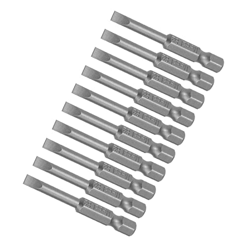 Kozelo 10Stk Schlitz Schraubendreher Bit - [2" x H1/4 x SL4] Sechskant Schaft Magnetisch Flach Chargen Kopf für Pneumatische oder Strom Werkzeug Verwendung S2 Stahl von Kozelo