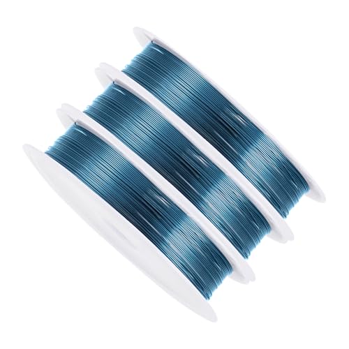 Kozelo 3 Rollen 26 Gauge Schmuck Kupferdraht - [0,4 mm Durchmesser] Anlaufbeständige Biegsame Bastel- und Perlen-Drähte für Armbänder, Halsketten, Ohrringe, Gärtnern, 9m Blau von Kozelo