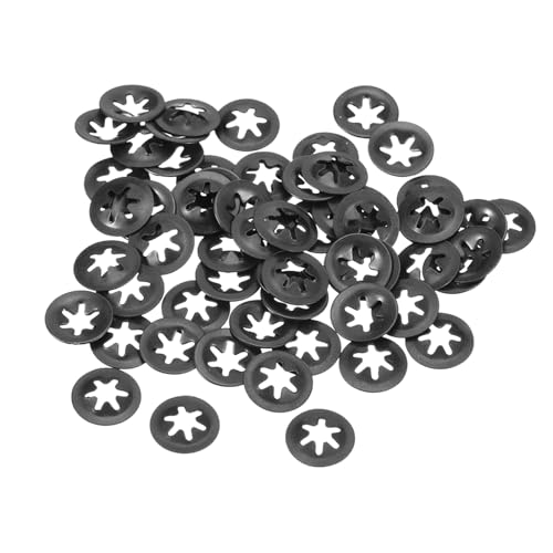 Kozelo 60Stk Innere Zahn Sternscheiben - [ M3 x 9mm A.D. ] Schnelle Drehzahl Stern Sicherungsscheiben Sortiment Kit für Maschinen Möbel Auto Verwendung | 65Mn Schwarz Oxid Finish von Kozelo