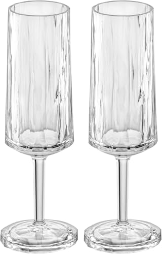 Koziol Superglas Club No. 14, 2 Stück, 100 ml, Sekt- & Champagner-Glas aus kristallklarem Kunststoff, luxuriös, unzerbrechlich, wiederverwendbar, Party, Camping, 2er Set von Koziol
