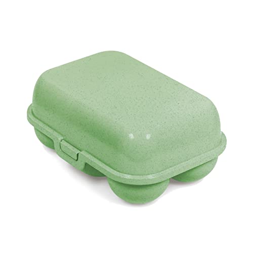 Koziol EGGS TO GO MINI Eierbox für 6 Eier | Transportbox, Aufbewahrungsbox | biozirkulärer Kunststoff, stapelbar, spülmaschinengeeignet | Küche, Haushalt, Camping (nature leaf green) von Koziol