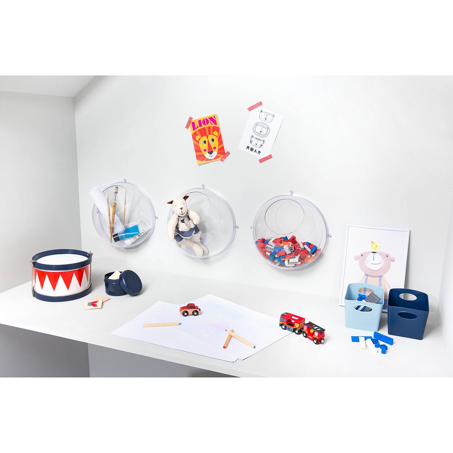home24 Hängedisplay Orion 2er-Set Ø 33cm Durchsichtig von home24