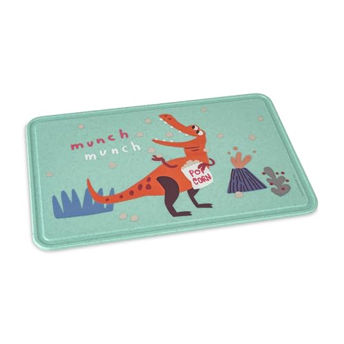 Koziol CONNECT BOARD REX Frühstücksbrettchen | für Kinder ab 6 Monate | originelles Motiv, bruchfest, pflegeleicht | biozirkulärer Kunststoff, spülmaschinengeeignet, melaminfrei (organic sage green) von Koziol