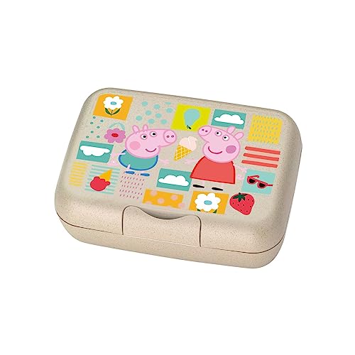 Koziol CANDY L Lunchbox PEPPA PIG, Organic Sand, 19 x 13,5 x 6,5 cm, Kinder Brotdose mit Trennschale & Clip-Verschluss, Organic Bio-Circular, 8050713 von Koziol