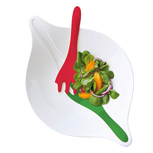 Koziol Leaf L+, Salatschale mit Besteck, Schüssel, Salatschüssel, Salat Schale, 3 L, Weiß mit Rot / Grün, 3692820 Koziol Leaf L+, Salatschale mit Besteck, Schüssel, Salatschüssel, Salat Schale, 3 L, Weiß mit Rot / Grün, 3692820 von Koziol