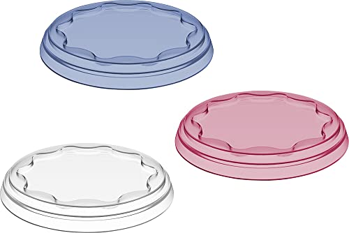 Koziol Mehrweg-Frischedeckel Fresh 3er-Set | Robuste & dehnbare Abdeckung für Joghurtbecher (500 ml) | Wiederverwendbar, transparent & spülmaschinengeeignet | Blau Rot Weiß von Koziol