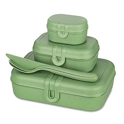 Koziol PASCAL READY Lunchbox-Set + Besteck-Set nature leaf green von Koziol