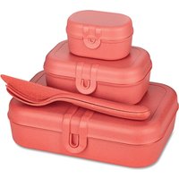 Koziol - Pascal Ready Lunchbox-Set mit Klikk Besteck, nature coral von Koziol