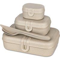 Koziol - Pascal Ready Lunchbox-Set mit Klikk Besteck, nature desert sand von Koziol