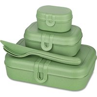 Koziol - Pascal Ready Lunchbox-Set mit Klikk Besteck, nature leaf green von Koziol