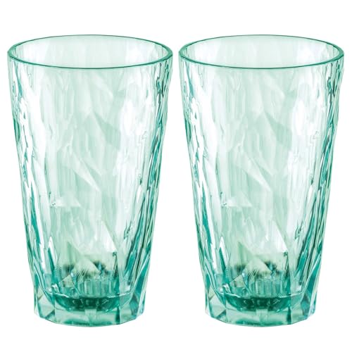 koziol Superglas Club No. 6, 2 Stück, 300 ml, Cocktail-Glas aus kristallklarem Kunststoff, luxuriös, unzerbrechlich, wiederverwendbar, Party, Camping, 2er Set (Transparent Jade) von Koziol