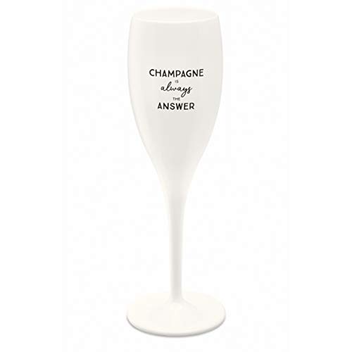 Koziol Superglas mit Druck Cheers No. 1 Champagne Is The Answer, Sektglas, Champagnerglas, Superglas, Cotton White, 100 ml, 3913525 von Koziol