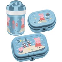 Koziol - Set: Trinkflasche 200 ml und Brotdose Peppa Pig Waves To Go, 3-teilig von Koziol