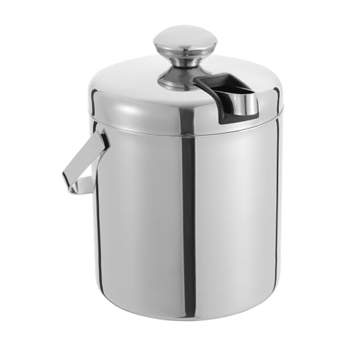 Doppelwandiger Isolierter Eiskübel Eisbehälter 1,3 Liter Eiseimer mit Doppelwand-Design Eiswürfelbehälter edelstahl mit Clips und Sieb perfekt zum Abkühlen von Getränken, Bier, Champagner und Früchten von Kozivmo