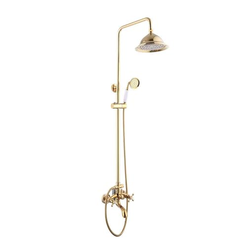 Duschset Anti-Kalk Duschsystem Regendusche Duscharmatur Rundkopfbrause gold Edelstahl Duschkopf Set von Kozivmo