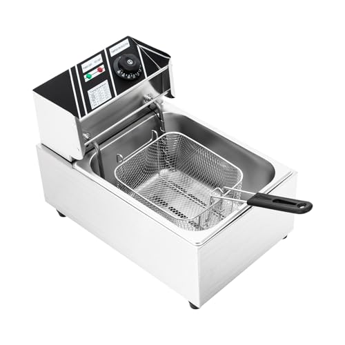 Edelstahl-Fritteuse mit Thermostat und Überhitzungsschutz 2500 W Elektro Fritteuse 6L ideal leichte Reinigung, knusprige Pommes für Restaurants und Gastronomie von Kozivmo