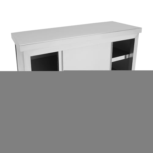 Kozivmo Arbeitsschrank mit Schiebetüren Küchen Arbeitstisch Edelstahl Arbeitsplatte mit Schrank Freistehend Edelstahlschrank Arbeitstisch Schrank für Küche, Restaurant, Garage, 120 * 50 * 86cm von Kozivmo
