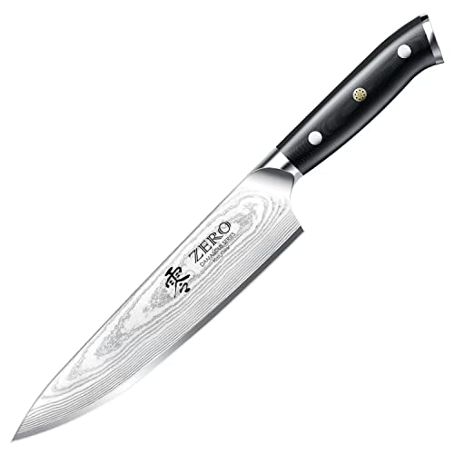 KozyGear | Premier 8'' Profi-Kochmesser | 33cm professionelle Küchenmesser | VG-10-Edelstahl | ultrascharfe Klinge | Micarta | ergonomischer Griff | 6KGZ-1003S | M800, Schwarz/Silber von KozyGear