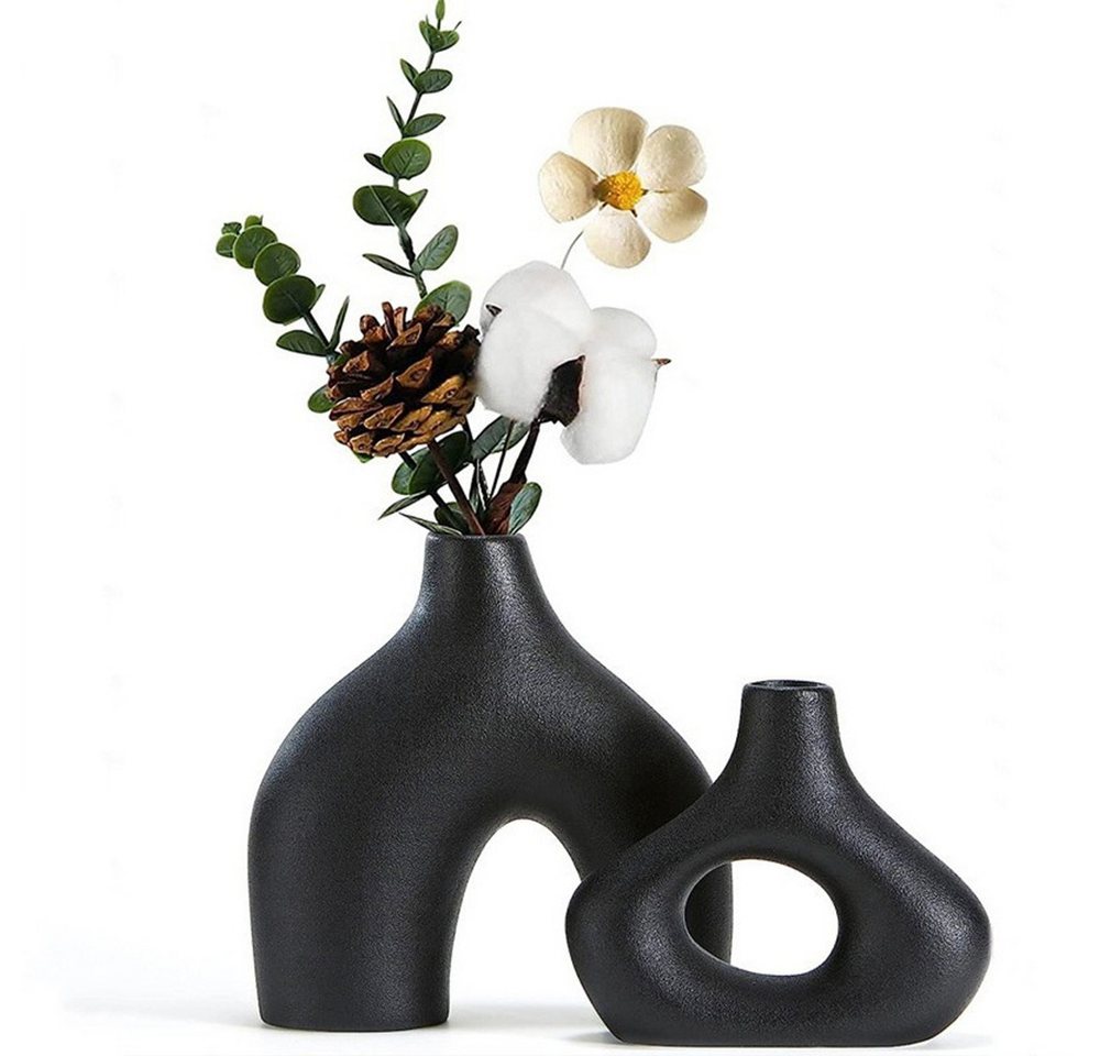 Kpaloft Dekovase 2er Keramik Vase, Pampasgras Vasen matt (Handgefertigte Getrocknete (Blumenbehälter, Boho Blumenpflanzenbehälter, Kunsthandwerk), Ornamente, Wohnkultur, für Haus), Büro, Geschenk für Hochzeit von Kpaloft